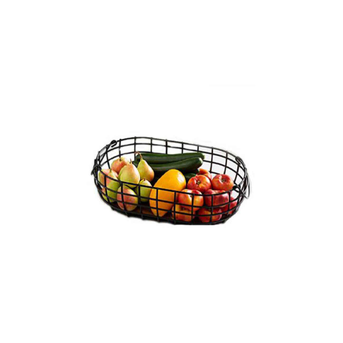 Metal Wire Fruit Basket With Wooden Base