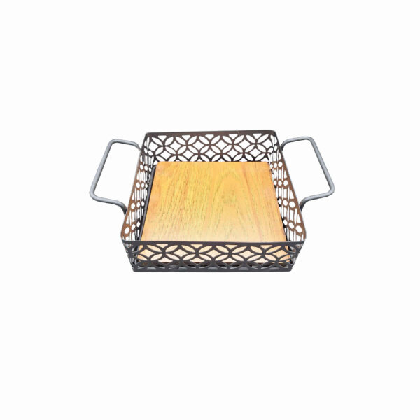 Metal Wire Fruit Basket With Wooden Base Functional & Versatile