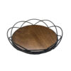 Metal Wire Fruit Basket With Wooden Base in Black
