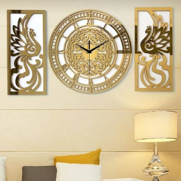 Modern 3-Piece Wall Clock Set Simurgh