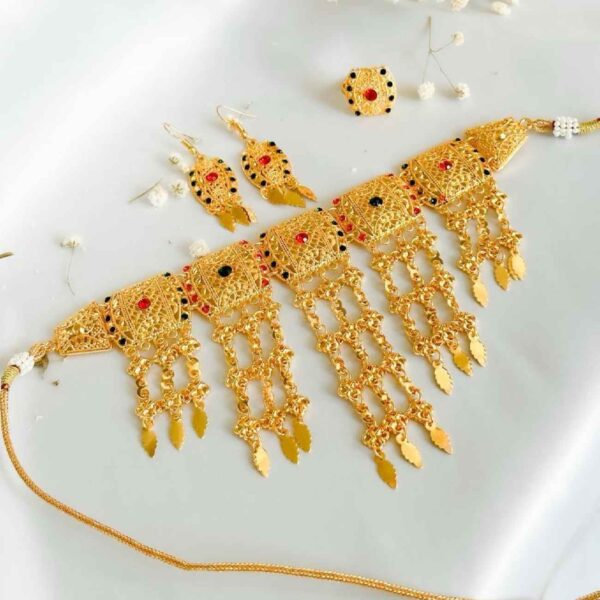 Mortasha Brass Necklace with Earrings Set