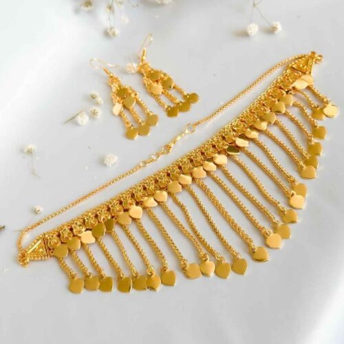 Mortasha Brass Necklace with Earrings Set