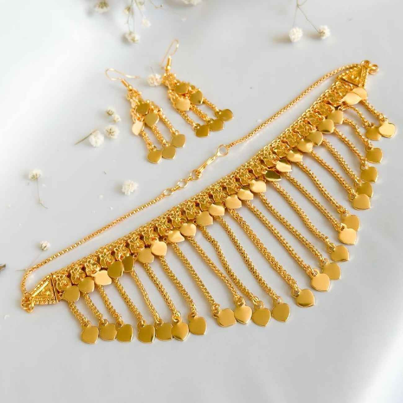 Mortasha Brass Necklace with Earrings Set