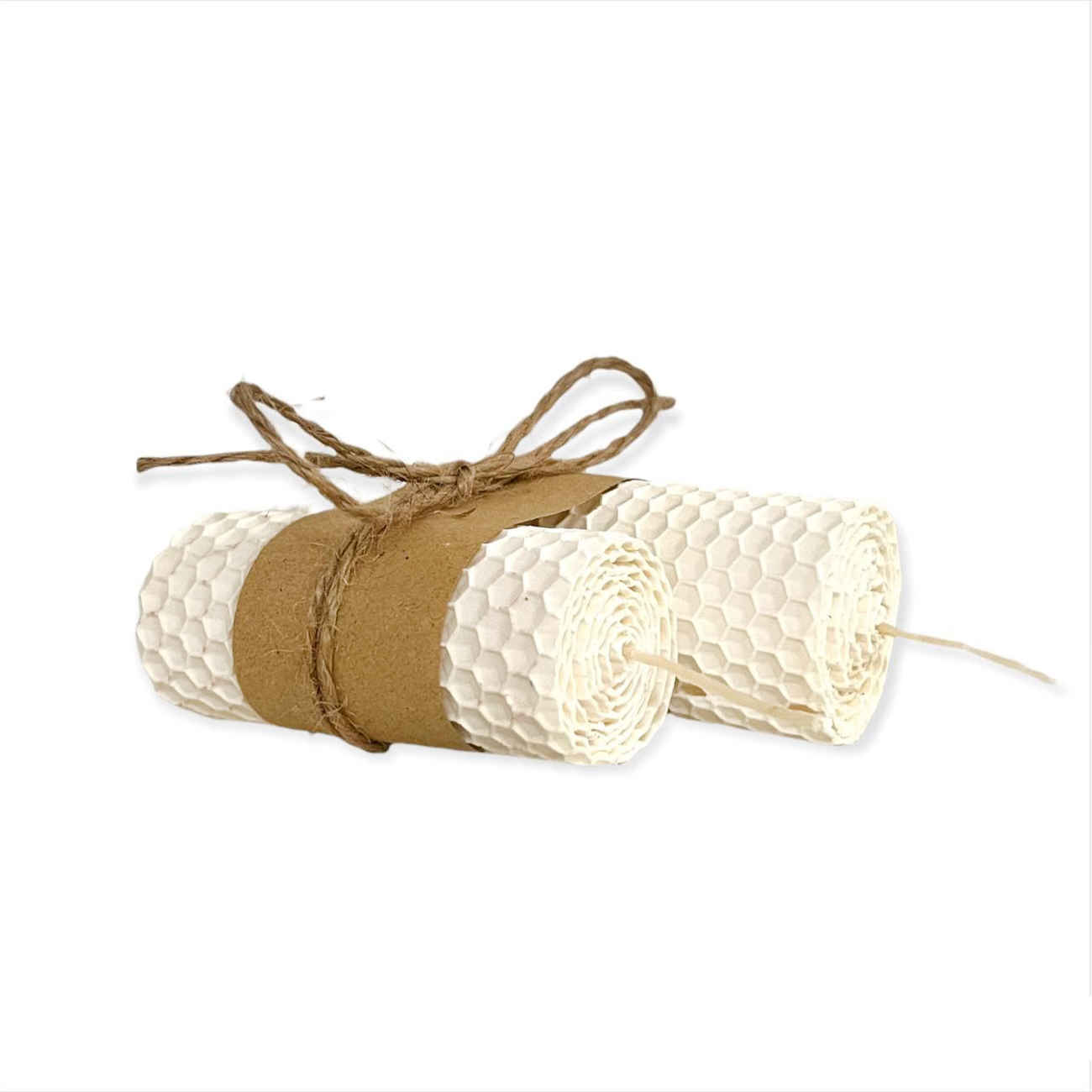 Natural Beeswax Pillar Candle Set of 2 in White