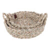 Palm Leaf Basket Handwoven with Handle – Perfect for Home Organization - Set of 3
