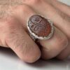 Persian Agate Ring for Men with Brown Gemstone