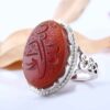 Persian Agate Ring for Men with Brown Gemstone