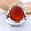 Persian Agate Ring for Men with Brown Gemstone