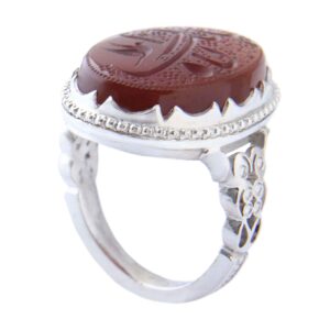 Persian Agate Ring for Men with Brown Gemstone