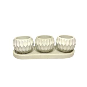 Persian Concrete Vase Handcrafted Set of 3 in White