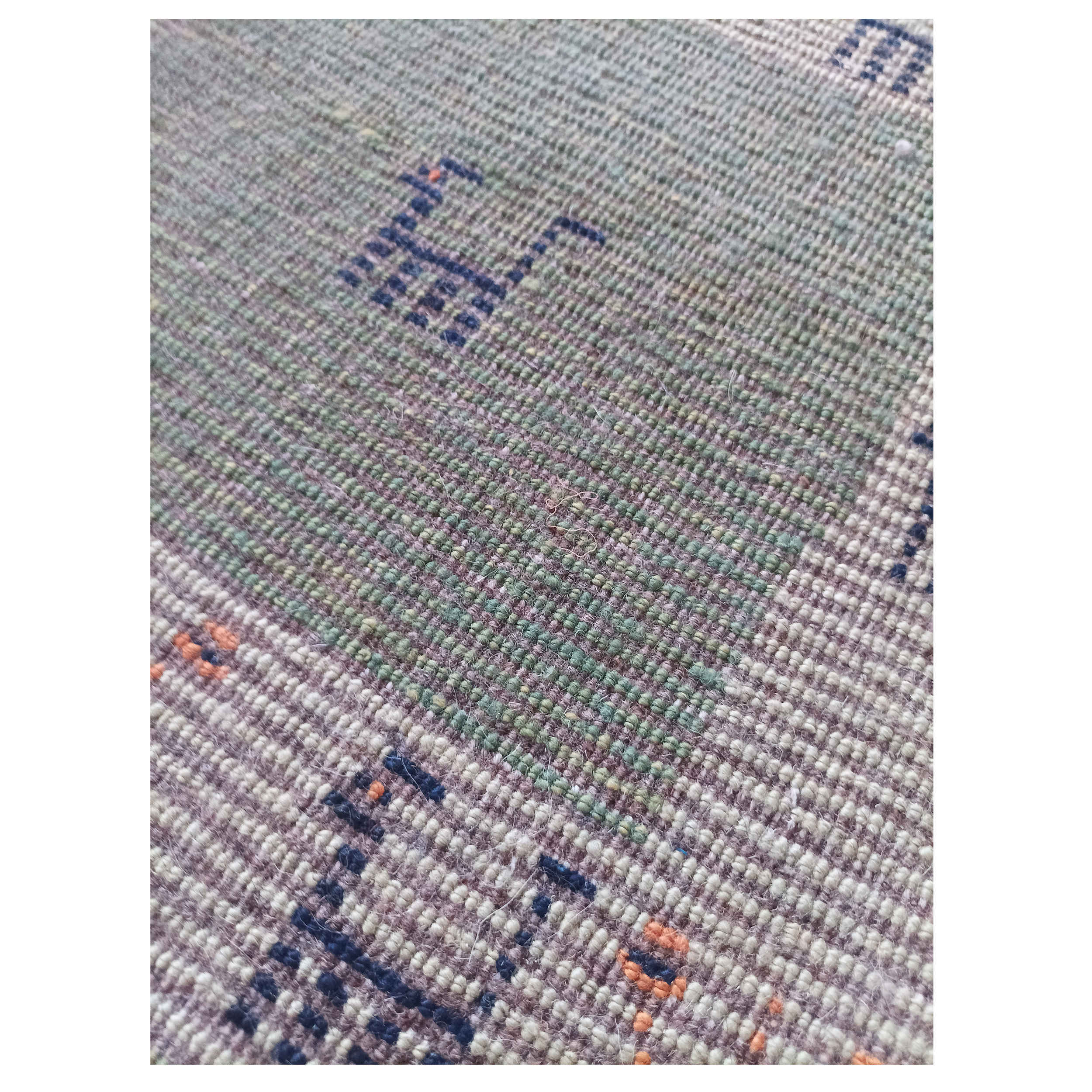 Persian Gabbeh Rug with Wool Original Handwoven in Fars Animal Motifs Sage Green