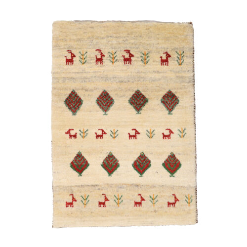 Persian Gabbeh Wool Rug Genuine Handwoven in Khorasan Animal & Tree Motifs