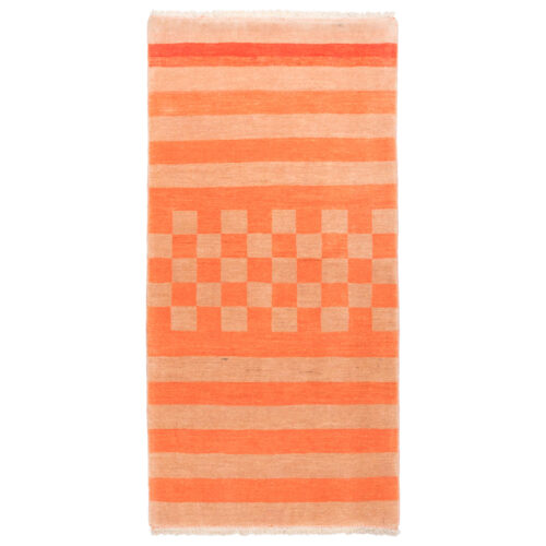 Persian Gabbeh Wool Rug Handwoven in Fars Striped Orange