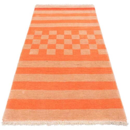 Persian Gabbeh Wool Rug Handwoven in Fars Striped Orange