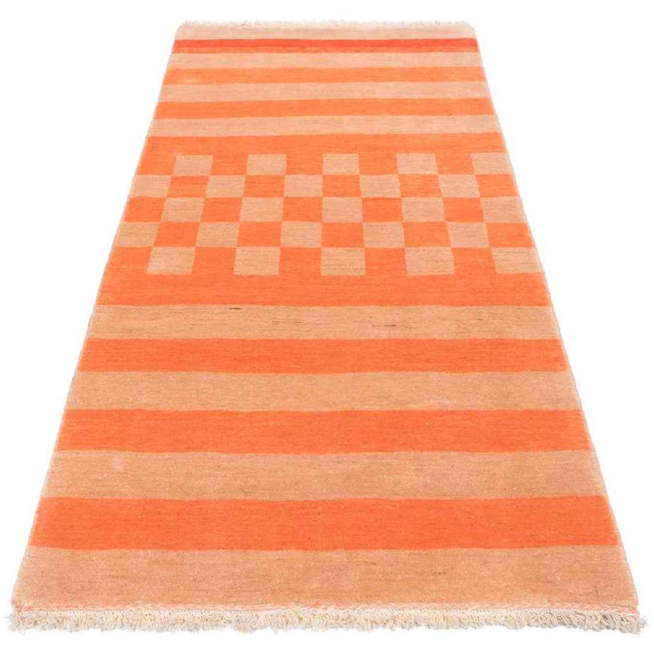 Persian Gabbeh Wool Rug Handwoven in Fars Striped Orange