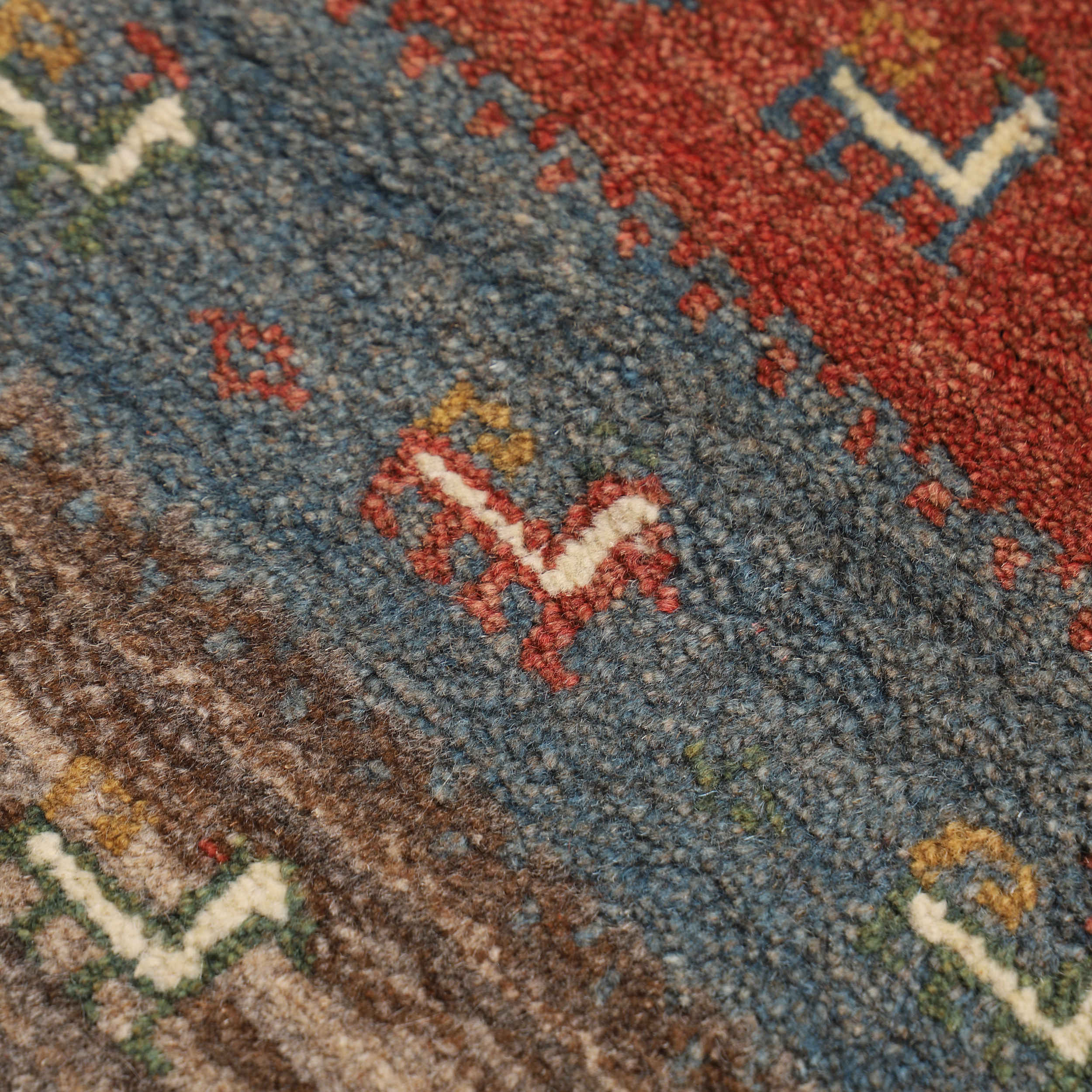 Persian Gabbeh Wool Rug Handwoven in Fars Striped with Animal Motifs