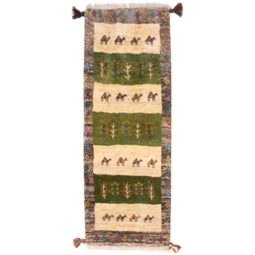 Persian Gabbeh Wool Runner Rug Handwoven in Fars Animal & Tree Motifs