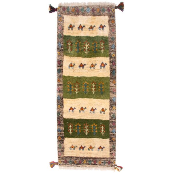 Persian Gabbeh Wool Runner Rug Handwoven in Fars Animal & Tree Motifs