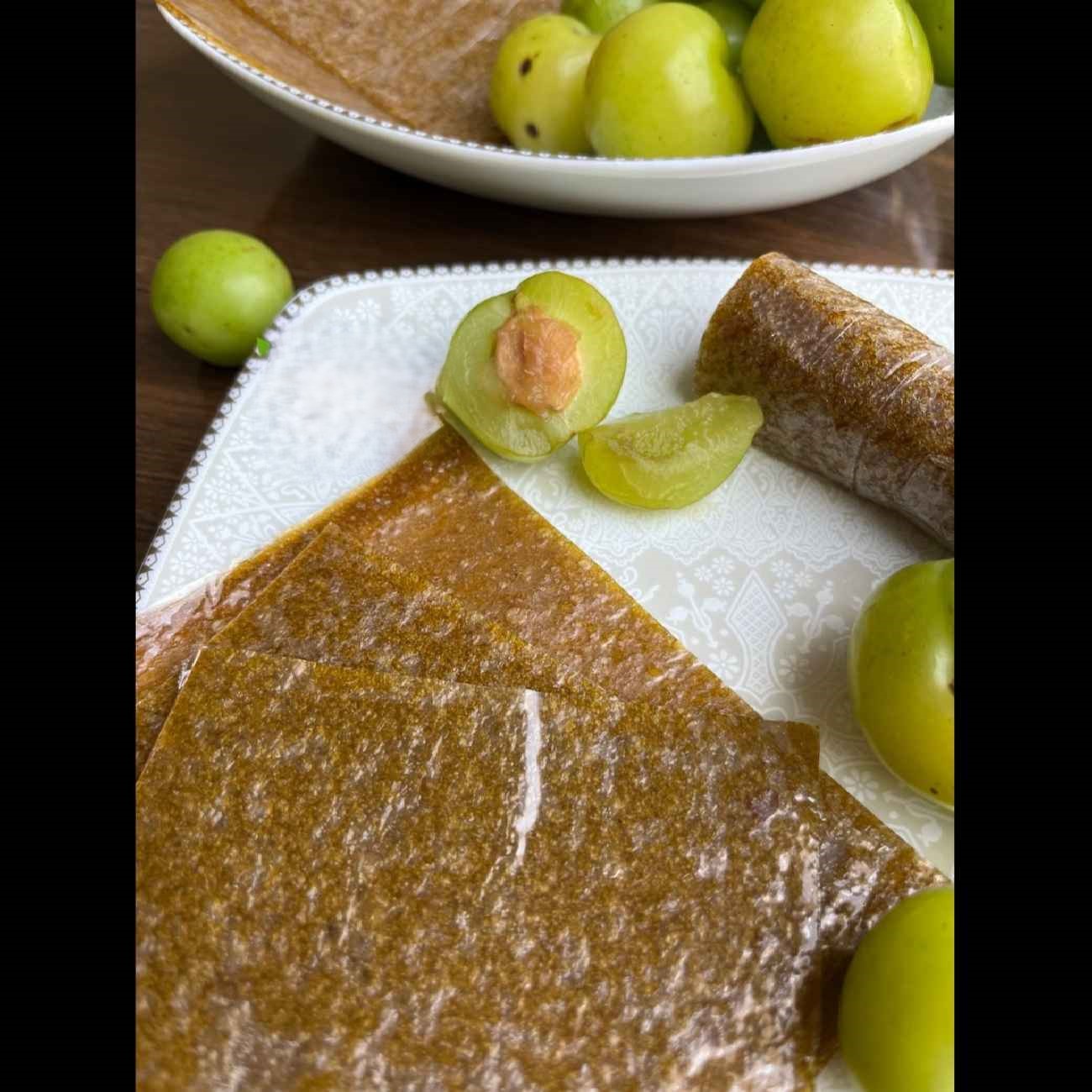 Persian Homemade Green Plum Lavashak – Sour Fruit Leather Roll, 800g