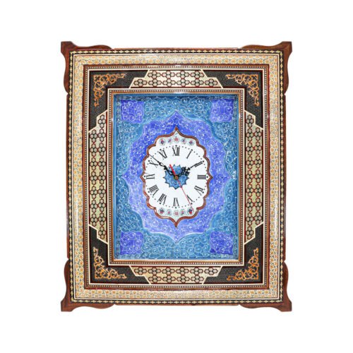 Persian Inspired Wooden Wall Clock – Khatam Marquetry
