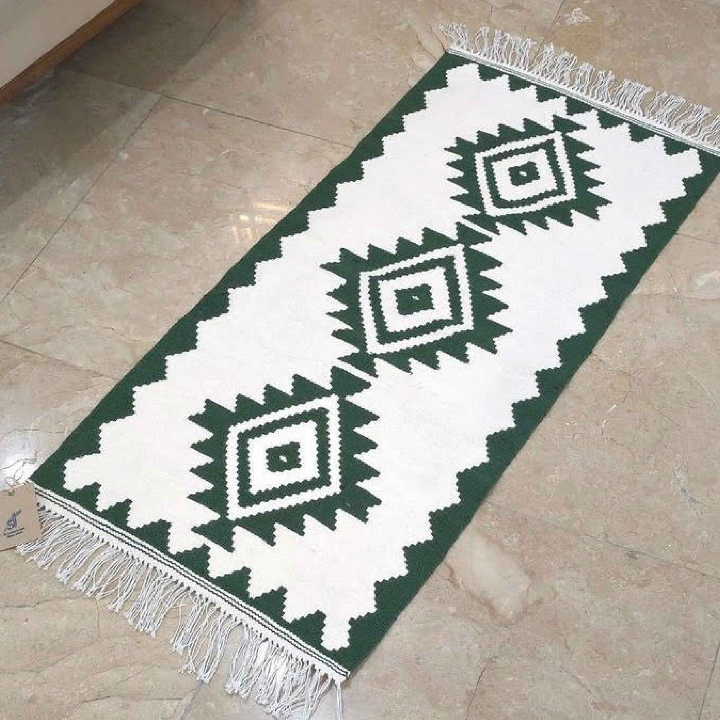 Persian Kilim Qashqai Rug Original Handwoven in Ardabil Geometric White