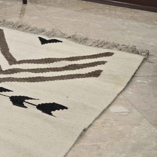 Persian Kilim Wool Rug Genuine Handwoven in Ardabil Geometric Cream