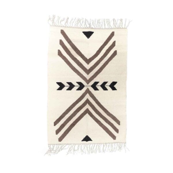 Persian Kilim Wool Rug Genuine Handwoven in Ardabil Geometric Cream