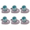 Artistic Porcelain Tea Set of 6 in Turquoise – Vibrant Colorful Collection for Home & Gift