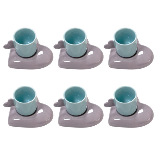 Porcelain Tea & Coffee Set of 6 in Turquoise