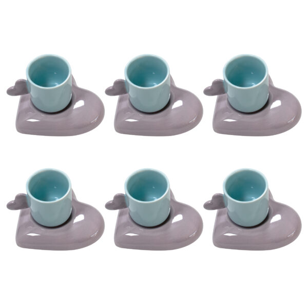 Artistic Porcelain Tea Set of 6 in Turquoise – Vibrant Colorful Collection for Home & Gift