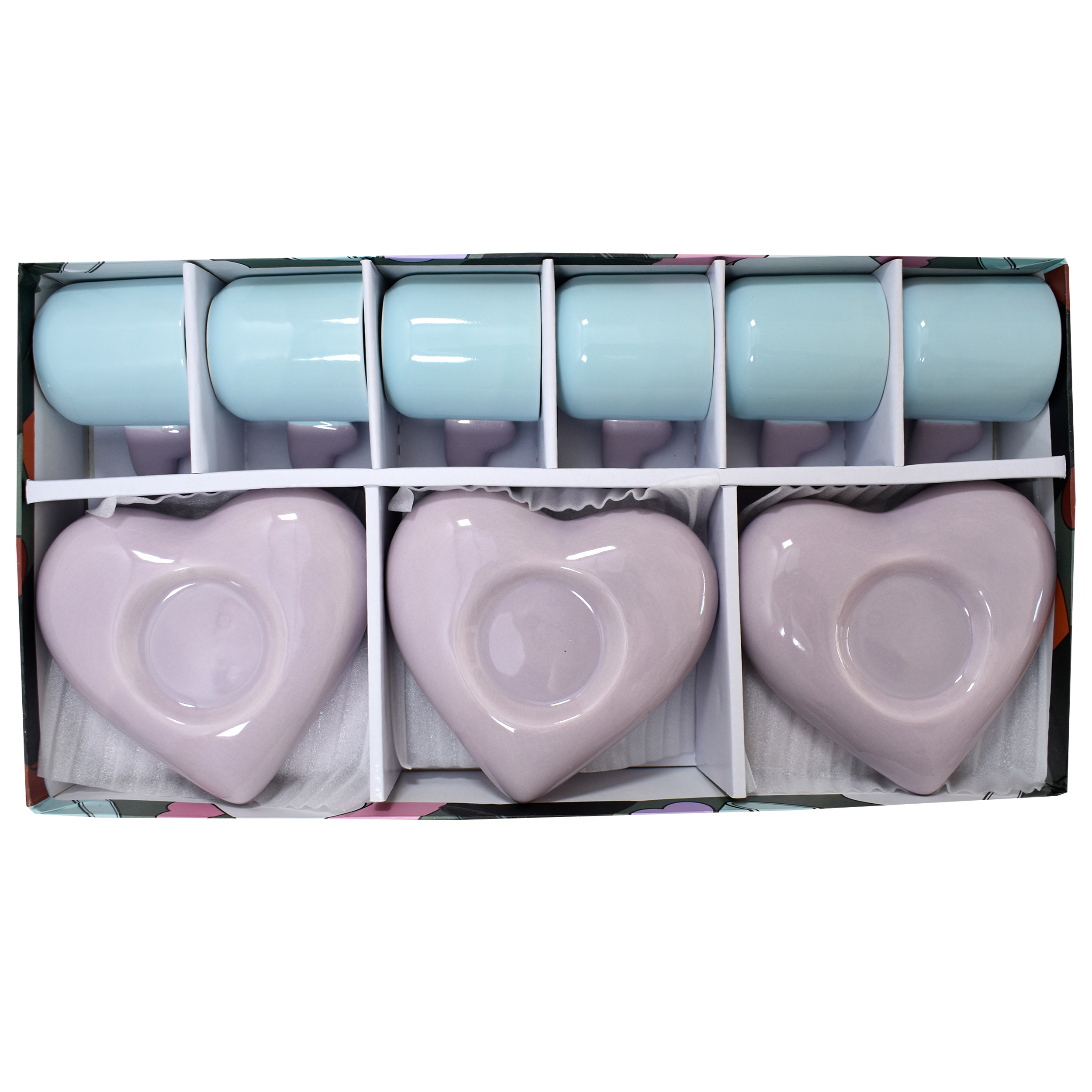 Artistic Porcelain Tea Set of 6 in Turquoise – Vibrant Colorful Collection for Home & Gift