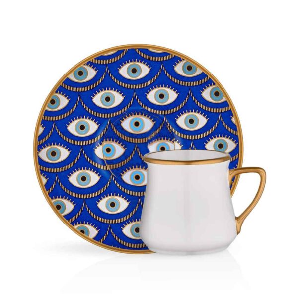 Artistic Porcelain Tea Set of 6 with Evil Eye Design – Unique & Symbolic Tea Service