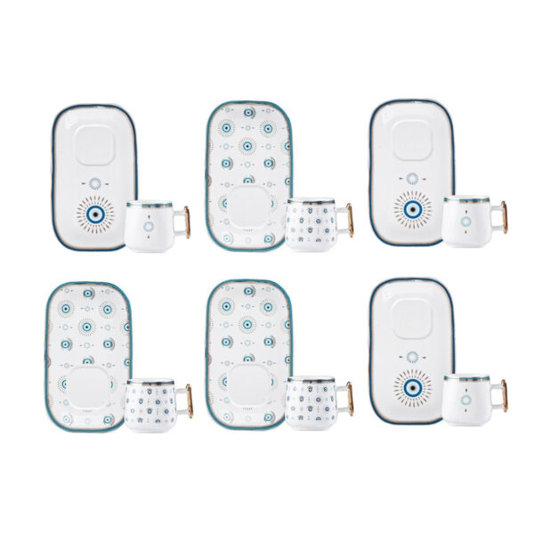 Artistic Porcelain Tea Set with White Evil Eye Design – Protective & Beautiful Tableware