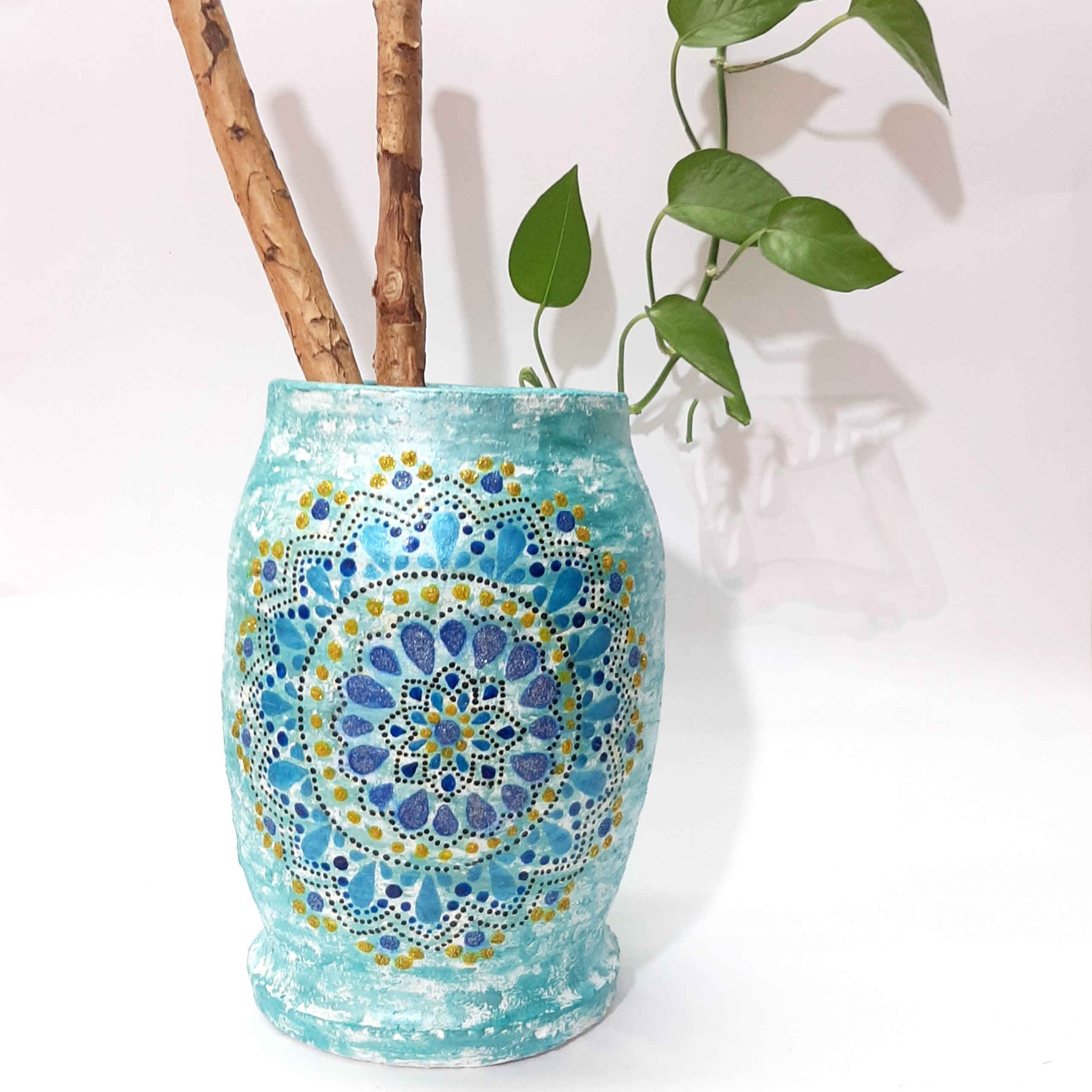 Persian Pottery Kashk Sab Lanjin – Traditional Teghar in Dotted Art Design