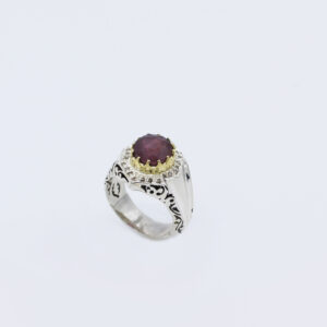Persian Red Ruby Silver Ring For Men Handcrafted