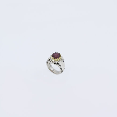 Persian Red Ruby Silver Ring For Men Handcrafted