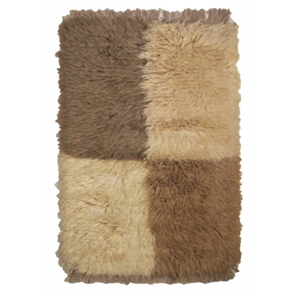 Persian Rug with Wool Handwoven in Fars Checkered Brown