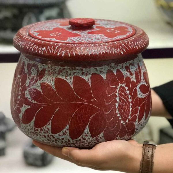 Persian Stone Dizi Pot for Abgoosht with Floral Design