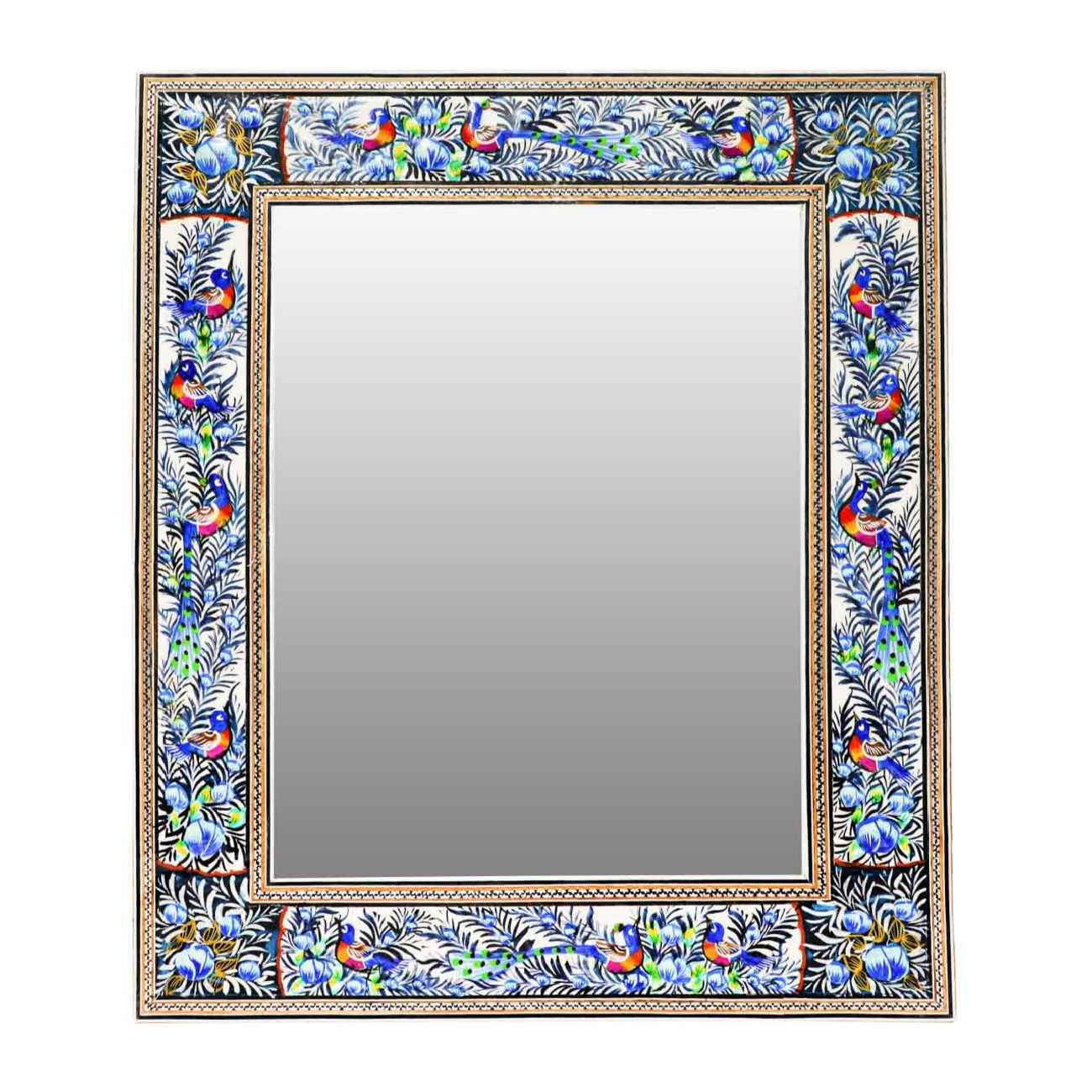 Persian Wooden Mirror Frame Khatamkari with Feloral Design