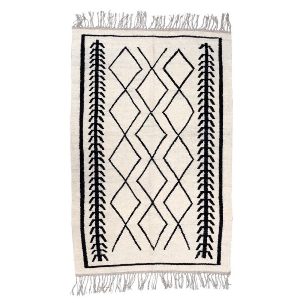 Persian Wool Kilim Rug Original Handwoven in Ardabil White