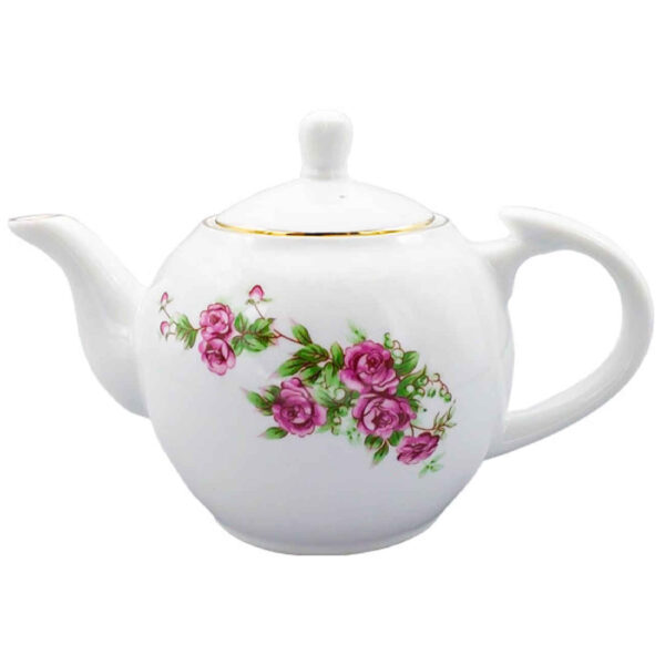 Porcelain Serving Teapot with Floral Design in White