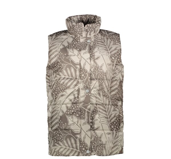 Puffer Jacket for Women Sleeveless Zipper with Leaf Design