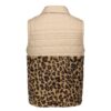 Puffer Jacket for Women Sleeveless Zipper with Leopard Design