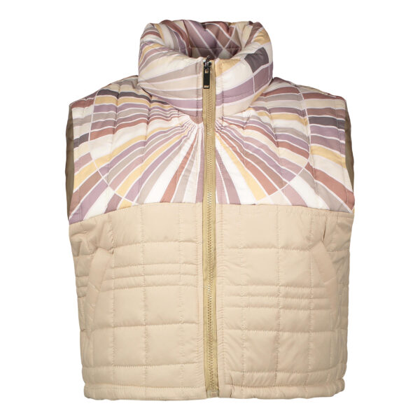 Puffer Jacket for Women Sleeveless Zipper with Striped Design