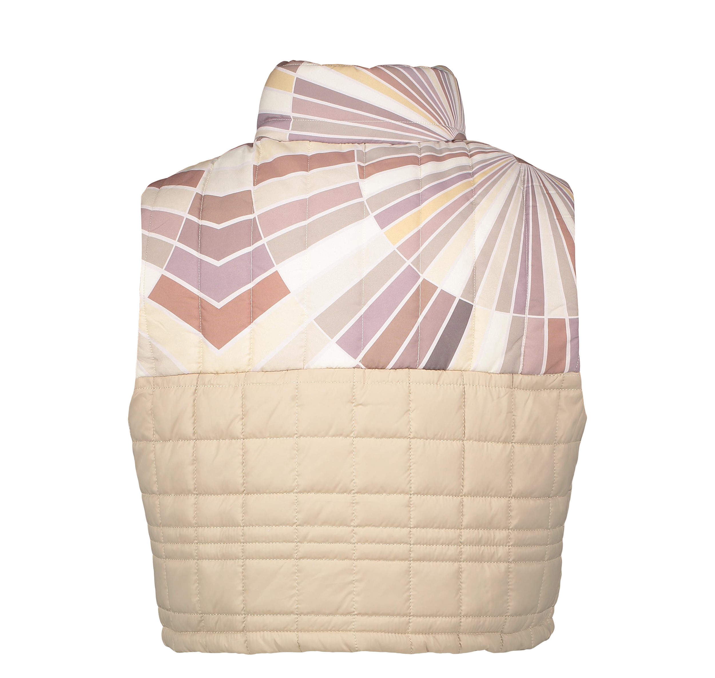 Puffer Jacket for Women Sleeveless Zipper with Striped Design