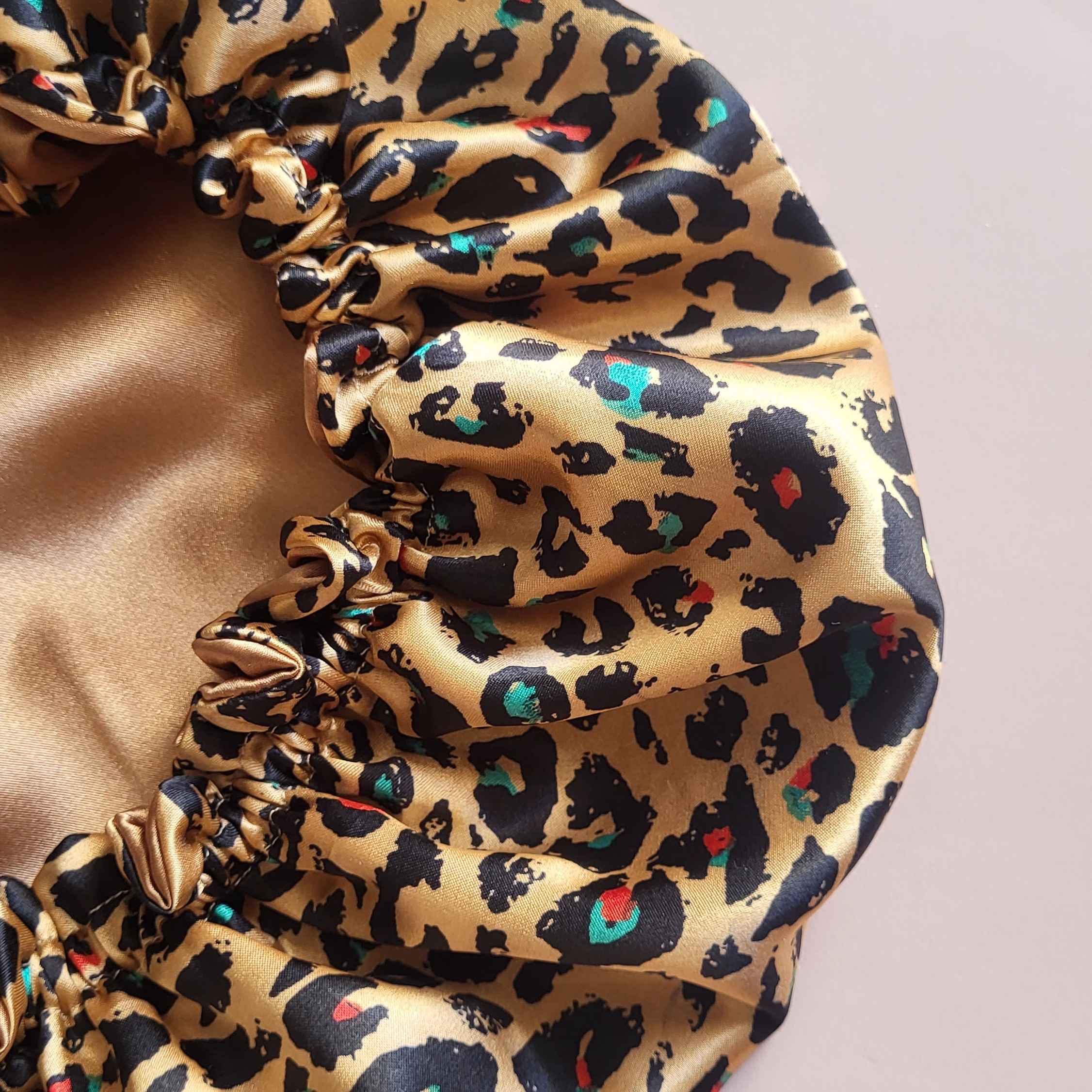 Silk Satin Bonnet Night Sleep Hat for Women in Leopard Design
