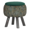 Traditional Persian Footstool with Wooden Legs in Green