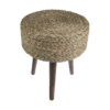 Footstool with Wooden Legs & Wicker Top