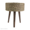 Footstool with Wooden Legs & Wicker Top