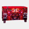 Traditional Red Persian Footstool with Wooden Legs